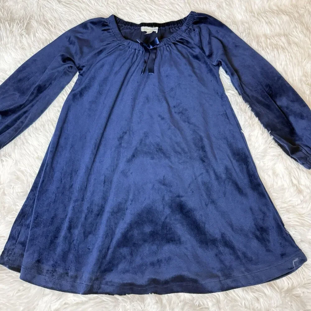 Garnet Hill Kids Navy Blue Velour Dress Size 6T Holiday Christmas Party Church
